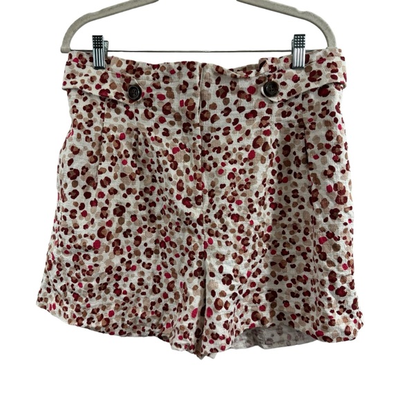 Ann Taylor Pink Animal Leopard Print Paperbag Shorts Size 12 - Picture 2 of 12